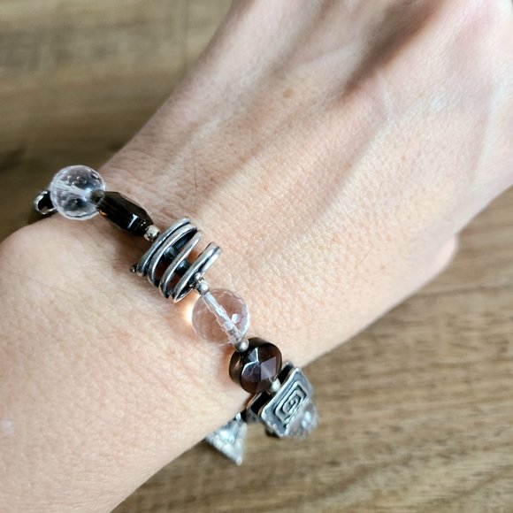 SILPADA sterling silver smokey and clear quarts Topaz bracelet. - Picture 4 of 8